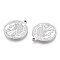 Non-Tarnish 304 Stainless Steel Pendants, Manual Polishing, Flat Round with Human Charms, Stainless Steel Color, 24x21x2mm, Hole: 1.6mm