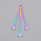 Ion Plating(IP) 201 Stainless Steel Pendants, Laser Cut, Star, Rainbow Color, 40x22x1mm, Hole: 2mm