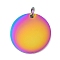 Ion Plating(IP) 304 Stainless Steel Pendants, with Jump Ring, Manual Polishing, Flat Round Charm, Stamping Blank Tag, Rainbow Color, 18x1.5mm, Hole: 3.5mm