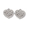 Alloy Rhinestone Pendants, Platinum, Heart Charm, Crystal, 17x17x4mm, Hole: 2mm
