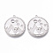 Brass Micro Pave Clear Cubic Zirconia Pendants, Nickel Free, Flat Round, Platinum, 24.5x22.5x2mm, Hole: 1.2mm