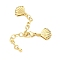Cross Brass Micro Pave Cubic Zirconia Chain Extender, with Curb Chains and Lobster Claw Clasps, Cadmium Free & Nickel Free & Lead Free, Shell, Real 14K Gold Plated, 75.5mm