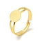 Rack Plating Adjustable Brass Plain Pad Ring Settings, Flat Round, Long-Lasting Plated, Real 18K Gold Plated, Inner Diameter: 17mm, Tray: 8mm
