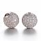 CZ Brass Micro Pave Cubic Zirconia Round Beads, Platinum, 10mm, Hole: 2mm