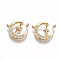Brass Micro Pave Cubic Zirconia Charms, Nickel Free, Real 18K Gold Plated, Crescent, Clear, 11.5~12x13.5~14.5x2mm, Hole: 1mm