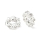 Brass Micro Pave Cubic Zirconia European Beads, Long-Lasting Plated, Large Hole Beads, Silver, 7.5x7.5x2.5mm, Hole: 4mm
