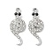 Alloy Pendants, with Rhinestone, Snake, Platinum, 28x11x3.5mm, Hole: 1.8mm