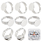 Beebeecraft 1 Box 30Pcs Ring Blanks 12mm Adjustable Flat Ring Base Blank Finger Rings Base Settings Round Pad Ring Trays for DIY Rings Making Crafts (Silver Color)