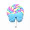 Handmade Polymer Clay Beads, No Hole, Lollipop with Bowknot, Deep Sky Blue, 39~48x27~30x7~9mm
