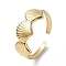 Ion Plating(IP) 304 Stainless Steel Shell Open Cuff Ring for Women, Real 18K Gold Plated, Inner Diameter: 17mm