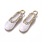 Alloy Enamel Pendants, with Crystal Rhinestone, Shoes, Golden, Lavender Blush, 29x9x5mm, Hole: 3mm