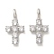 Brass Micro Pave Cubic Zirconia Pendants, Long-Lasting Plated, Cross, Platinum, 25x13x5.8mm, Hole: 5.9x3.3mm