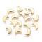 304 Stainless Steel Charms, Moon, Real 18K Gold Plated, 10x7x1mm, Hole: 1.2mm