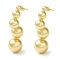 Rack Plating Brass Round Ball Dangle Stud Earrings, Long-Lasting Plated, Real 18K Gold Plated, 43x13.5mm