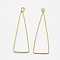 Brass Pendants, Cadmium Free & Nickel Free & Lead Free, Triangle, Real 18K Gold Plated, 37x11.5x0.5mm, Hole: 1.5mm