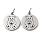 Non-Tarnish 304 Stainless Steel Charms, Laser Cut, with Jump Ring, Stainless Steel Color, Flat Round Charm, Bear, 13.5x12x1mm, Hole: 3.6mm