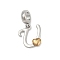 Brass European Dangle Charms, Heart Letter Large Hole Pendants, Platinum & Golden, Letter U, 25.5~30.5mm, Hole: 6mm