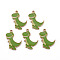 Alloy Enamel Pendants, Cadmium Free & Nickel Free & Lead Free, Dinosaur, Light Gold, Olive Drab, 28x22x1.5mm, Hole: 1.8mm