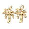 Brass Micro Pave Cubic Zirconia Pendants, Coconut Tree, with ABS Plastic Imitation Pearl Beads, Long-Lasting Plated, Cadmium Free & Lead Free, Rack Plating, with Jump Ring, Real 18K Gold Plated, 18.5x14.5x3.5mm, Hole: 5mm