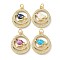 Brass Micro Pave Clear Cubic Zirconia Pendants, Cadmium Free & Lead Free, with Synthetic Opal, with Jump Ring, Real 18K Gold Plated, Flat Round with Bird, Mixed Color, 21.5x18x3mm, Hole: 3.6mm