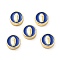 Brass Enamel Beads, Flat Round with Virgin Mary, Real 18K Gold Plated, Cadmium Free & Nickel Free & Lead Free, Royal Blue, 11x5mm, Hole: 2mm
