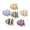 Handmade Lampwork Beads, Fish, with Enamel, Mixed Color, 18~18.5x22x8~8.5mm, Hole: 1.6mm