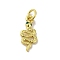 Real 18K Gold Plated Brass Pave Cubic Zirconia Pendants, Cadmium Free & Nickel Free & Lead Free, with Jump Rings, Snake, Green, 15x7x1.5mm, Hole: 3mm