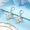 Glass Seed Beads Rhombus Leverback Earrings, with Shell Pearl and 304 Stainless Steel Leverback Earring Findings, Silver, 42x25mm