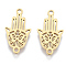 201 Stainless Steel Links connectors, Laser Cut, Hamsa Hand/Hand of Fatima/Hand of Miriam, Golden, 18x10x1mm, Hole: 1.4mm