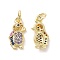 Brass Micro Pave Cubic Zirconia Pendants, Cadmium Free & Nickel Free & Lead Free, with Jump Ring, Real 18K Gold Plated, Penguin Charms, Colorful, 14.5x7x3mm, Jump Ring: 5x0.8mm, Inner Diameter: 3.2mm