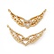 Brass Micro Pave Cubic Zirconia 2-Loop Pendants, Heart with Wing Charms, Real 18K Gold Plated, Cadmium Free & Nickel Free & Lead Free, 15.5x28.5x2mm, Hole: 1.2mm