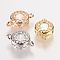 Brass Glass Rhinestone Links connectors, Flat Round, Crystal, Mixed Color, 14x9x4mm, Hole: 1mm