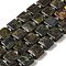 Natural Dragon Blood Jasper Beads Strands, Square, with Seed Beads, 10~10.5x10~10.5x5~5.5mm, Hole: 1.6mm, about 32pcs/strand, 15.16~15.35 inch(38.5~39cm)