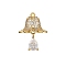 Rack Plating Brass with Cubic Zirconia Pendants, Long-Lasting Plated, Lead Free & Cadmium Free, Bell Charms, Real 18K Gold Plated, 20.5x16x16mm, Hole: 1.2mm