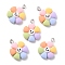 Resin Pendants, with Platinum Iron Peg Bail, Flower, Colorful, 24x18x5mm, Hole: 2mm