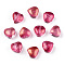 Transparent Spray Painted Glass Beads, with Glitter Powder, Heart, Crimson, 6x6x4mm, Hole: 0.7mm