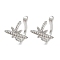 Rack Plating Brass Micro Pave Cubic Zirconia Cuff Earring, Cadmium Free & Lead Free, Long-Lasting Plated, Star, Platinum, 14x17x16mm