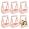 Transparent Rectangle Paper Bouquet Packaging Bags, Pink, 41.5x32.5x0.2cm