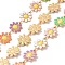 Ion Plating(IP) 304 Stainless Steel Daisy Flower Link Chains with Enamel, Unwelded, Golden, Colorful, 14x10x1mm