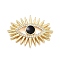 Rack Plating Brass Enamel Cabochons, with Cubic Zirconia, Cadmium Free & Lead Free, Long-Lasting Plated, Eye, Real 18K Gold Plated, 22.5x30x5.5mm