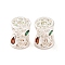 Brass Micro Pave Clear Cubic Zirconia Beads, Cadmium Free & Nickel Free & Lead Free, Column with Teardrop & Flower, Colorful, Silver, 9x7.5mm, Hole: 1.8mm