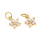 Brass Micro Pave Cubic Zirconia Charms, with Jump Rings, Flower, Clear, Golden, 9.5x7.8x2.5mm, Jump Rings: 4.8x0.8mm, 3.2mm Inner Diameter