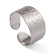 Non-Tarnish 304 Stainless Steel Textured Open Cuff Rings for Women, Stainless Steel Color, Inner Diameter: 17.4mm