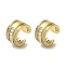Rack Plating Brass Pave Clear Cubic Zirconia Ring Cuff Earrings for Women, Cadmium Free & Lead Free, Long-Lasting Plated, Real 18K Gold Plated, 14.5x8mm
