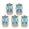 Glass Rhinestone Pendants, with Light Gold Plated Brass Claw Open Back Settings, Rectangle, Faceted, Cadmium Free & Nickel Free & Lead Free, Aquamarine, 10x6x5mm, Hole: 1mm