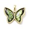 Brass Micro Pave Cubic Zirconia Pendants, Cadmium Free & Nickel Free & Lead Free, with Resin, Butterfly Charms, Real 18K Gold Plated, 20.5x26.5x4mm, Hole: 4.5x3mm