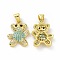 Brass Micro Pave Clear Cubic Zirconia Pendants, Cadmium Free & Lead Free, Bear, Light Sky Blue, 19x14x3mm, Hole: 3.5x5mm