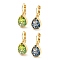 Glass Leverback Earrings, with Brass Findings, Teardrop, Mixed Color, 27.5x11.5mm