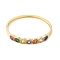 Colorful Cubic Zirconia Square Hinged Bangle, Brass Jewelry for Women, Real 16K Gold Plated, Inner Diameter: 2-1/4x2 inch(5.75x5.2cm)