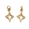 304 Stainless Steel Charms, with Jump Ring, Star Charm, Ion Plating(IP), Real 14K Gold Plated, 8.5x5x1mm, Hole: 1.6mm